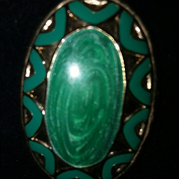 Spanish Green /Gold  Vintage Costume Jewelry - Picture 3 of 6